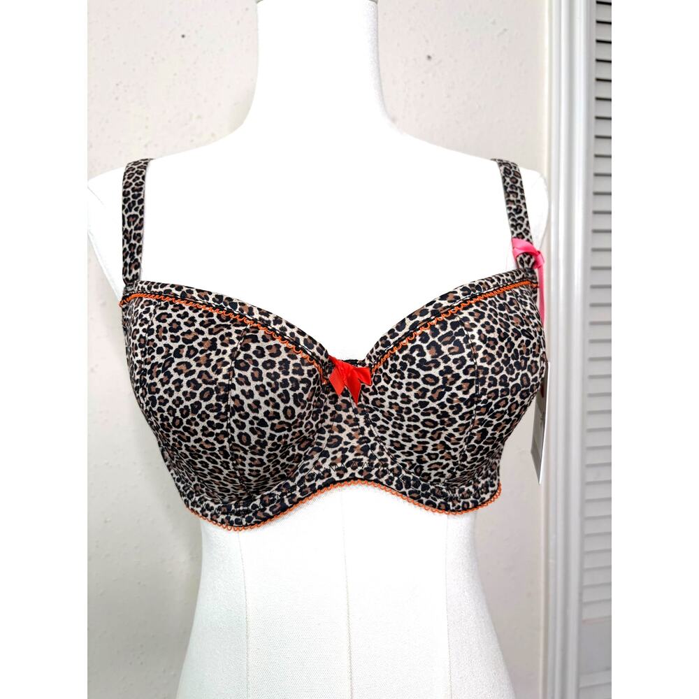NWT Cleo by Panche Mimi Balconnet Animal Print Bra 34DD Safari